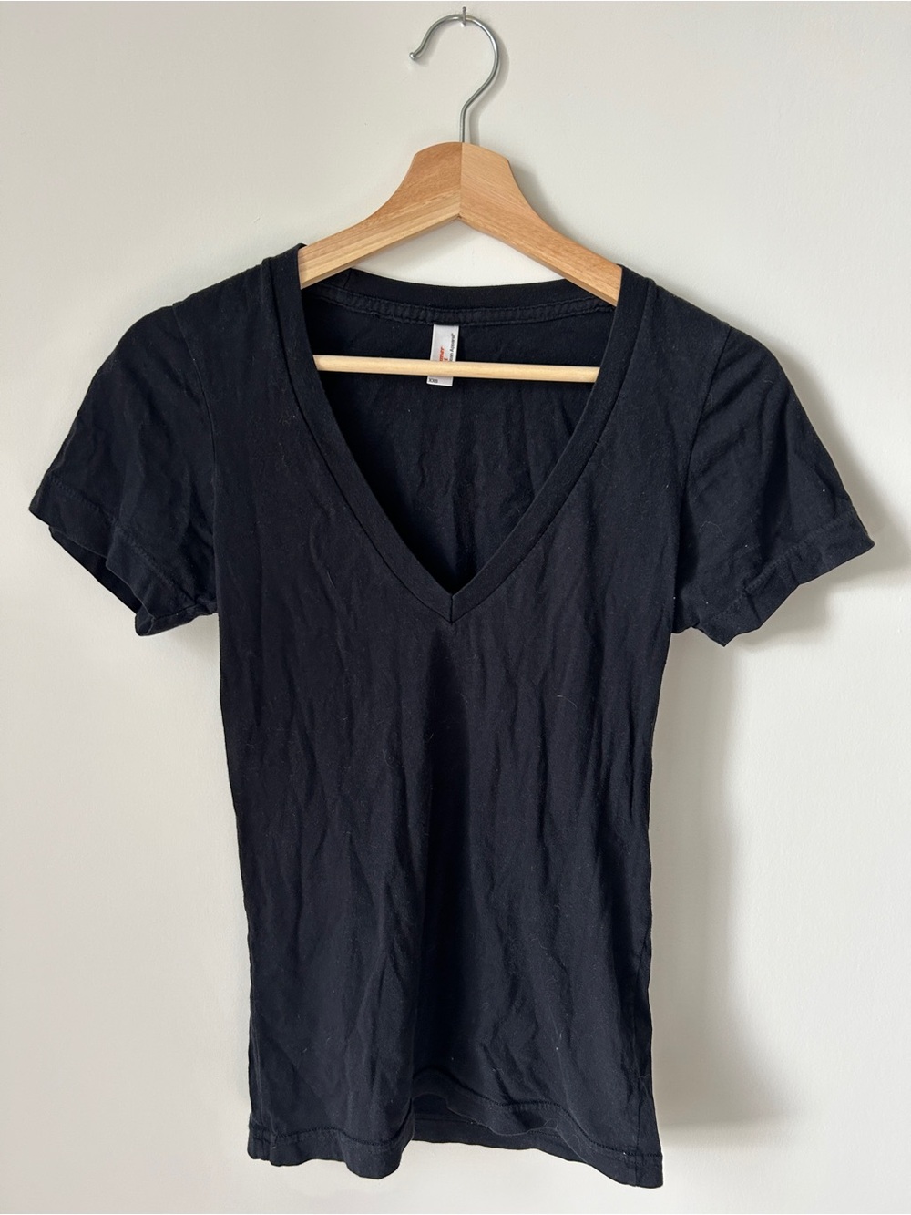 American Apparel Black V-Neck Short Sleeve Tee